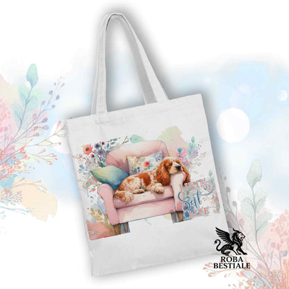 Tote Bag SOFT LIFE - COCKER SPANIEL INGLESE Arancio Roano - 100% Cotone - Bianca o Beige