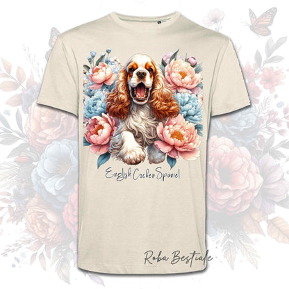 T-Shirt PEONY - COCKER SPANIEL INGLESE Arancione e Bianco - Bianca o Beige, Uomo o Donna, dalla XS alla 5XL