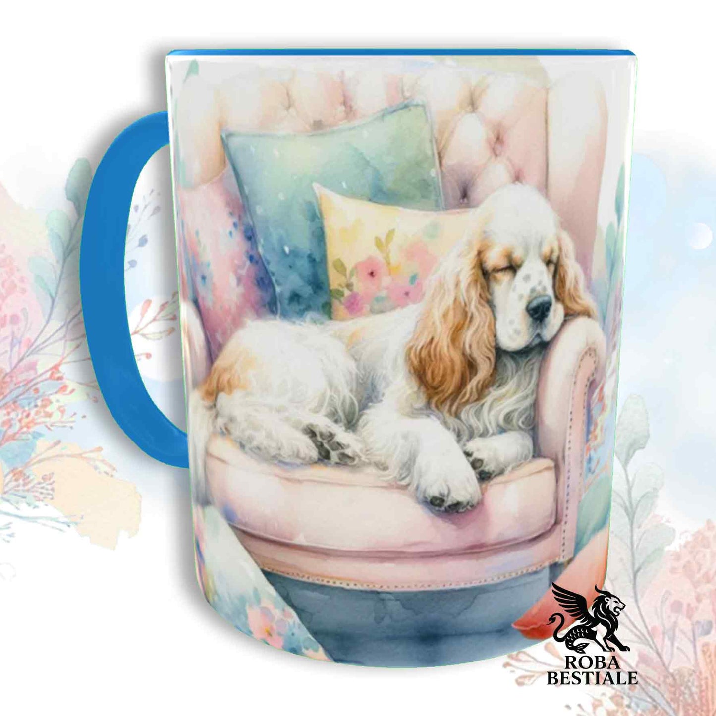Tazza SOFT LIFE - COCKER SPANIEL INGLESE Bianco e Arancio - In Ceramica, colore a scelta - 330 ml