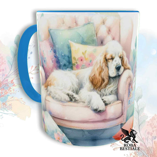 Tazza SOFT LIFE - COCKER SPANIEL INGLESE Bianco e Arancio - In Ceramica, colore a scelta - 330 ml