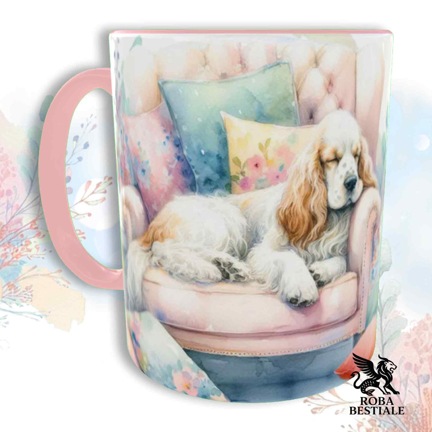Tazza SOFT LIFE - COCKER SPANIEL INGLESE Bianco e Arancio - In Ceramica, colore a scelta - 330 ml