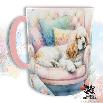Tazza SOFT LIFE - COCKER SPANIEL INGLESE Bianco e Arancio - In Ceramica, colore a scelta - 330 ml
