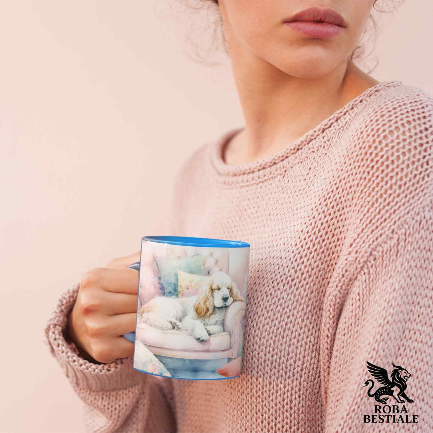 Tazza SOFT LIFE - COCKER SPANIEL INGLESE Bianco e Arancio - In Ceramica, colore a scelta - 330 ml