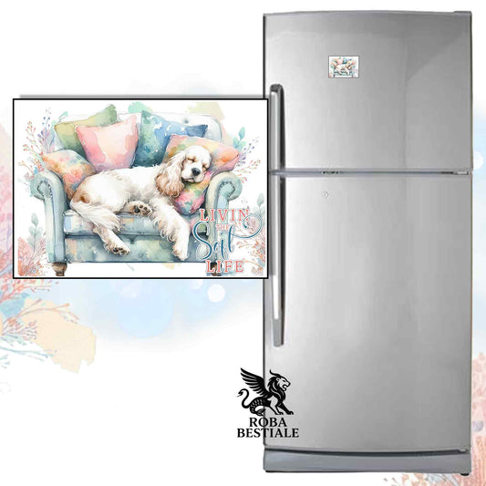 Calamita SOFT LIFE - COCKER SPANIEL INGLESE Bianco e Limone - in MDF - 7x5 cm