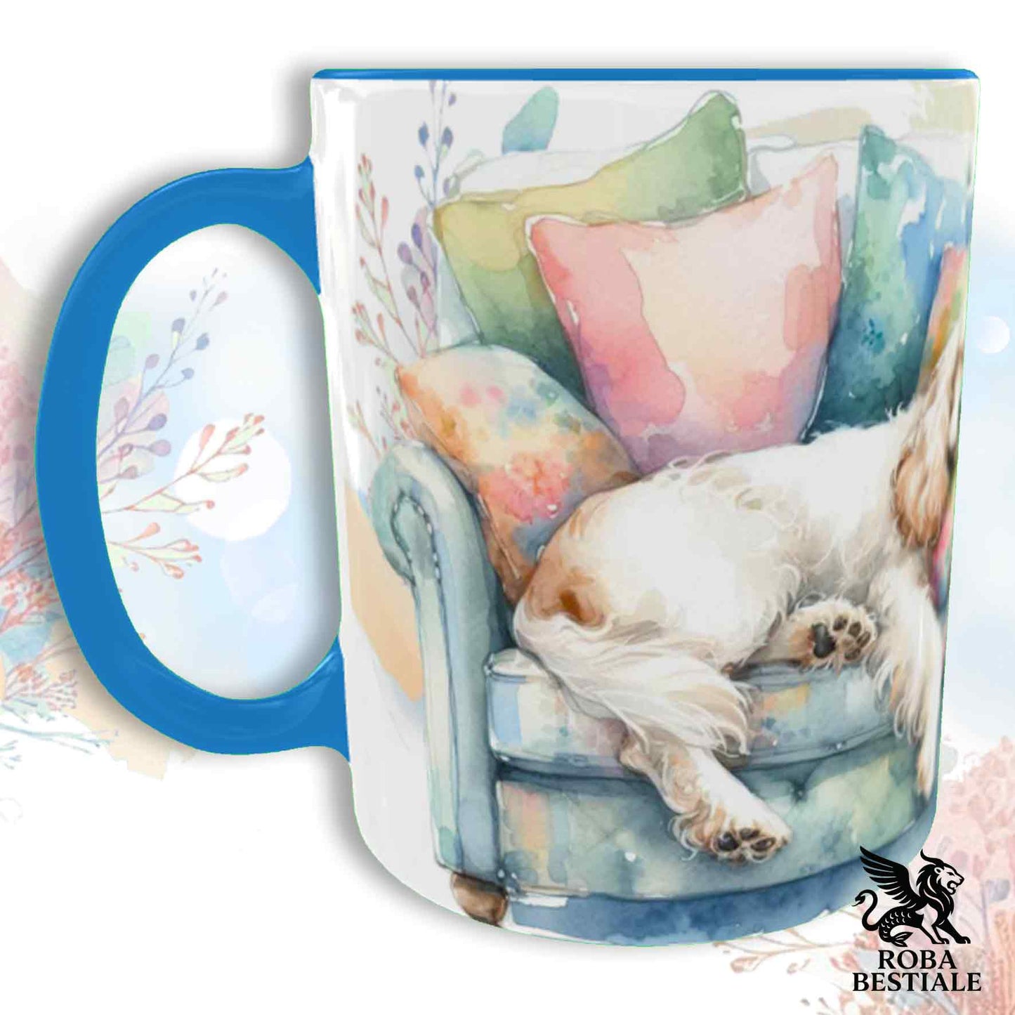 Tazza SOFT LIFE - COCKER SPANIEL INGLESE Bianco e Limone - In Ceramica, colore a scelta - 330 ml