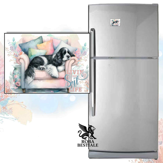 Calamita SOFT LIFE - COCKER SPANIEL INGLESE Bianco e Nero - in MDF - 7x5 cm