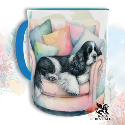 Tazza SOFT LIFE - COCKER SPANIEL INGLESE Bianco e Nero - In Ceramica, colore a scelta - 330 ml