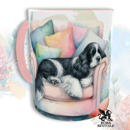 Tazza SOFT LIFE - COCKER SPANIEL INGLESE Bianco e Nero - In Ceramica, colore a scelta - 330 ml
