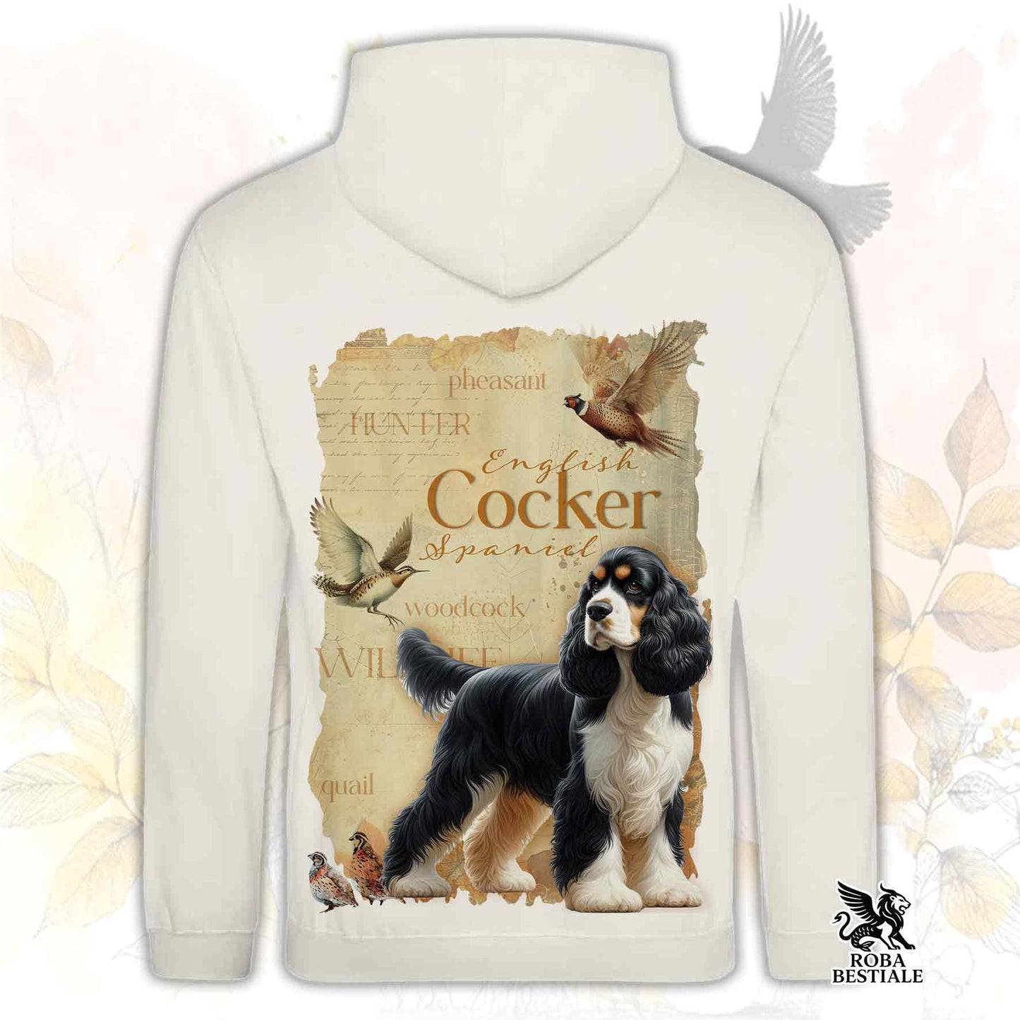 Felpa FIELD LEGACY - COCKER SPANIEL INGLESE Black Tricolor - Con Cappuccio e Tasconi, Unisex - dalla XS alla 3XL