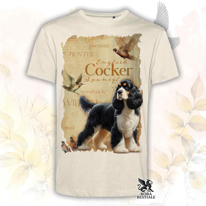 T-Shirt FIELD LEGACY - COCKER SPANIEL INGLESE Black Tricolor - Bianca o Beige, da Uomo o da Donna - dalla XS alla 5XL