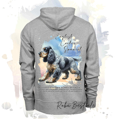 Felpa BEHAVIOR - COCKER SPANIEL INGLESE Blu Roano Focato - Standard FCI - Unisex - Grigia - dalla XS alla 3XL