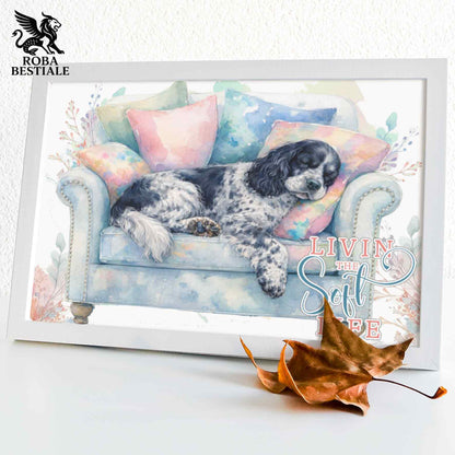 Quadretto SOFT LIFE - COCKER SPANIEL INGLESE Blue Roano - Con cornice in legno, formato A4