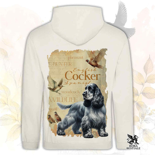 Felpa FIELD LEGACY - COCKER SPANIEL INGLESE Blue Roano - Con Cappuccio e Tasconi, Unisex - dalla XS alla 3XL