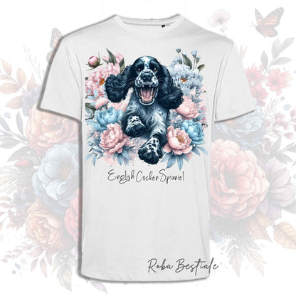 T-Shirt PEONY - COCKER SPANIEL INGLESE Blue Roano - Bianca o Beige, Uomo o Donna, dalla XS alla 5XL