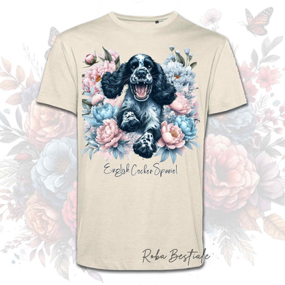 T-Shirt PEONY - COCKER SPANIEL INGLESE Blue Roano - Bianca o Beige, Uomo o Donna, dalla XS alla 5XL