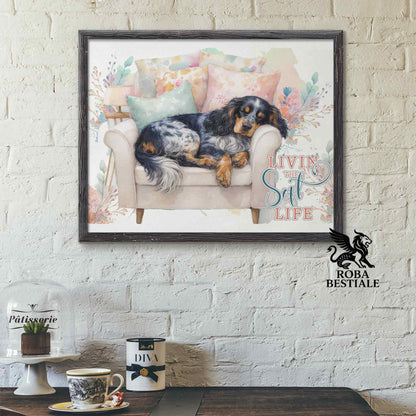 Quadretto SOFT LIFE - COCKER SPANIEL INGLESE Blu Roano Focato - Con cornice in legno, formato A4