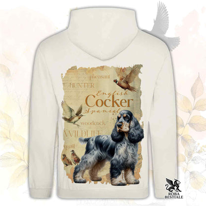 Felpa FIELD LEGACY - COCKER SPANIEL INGLESE Blue Roano Focato - Con Cappuccio e Tasconi, Unisex - dalla XS alla 3XL