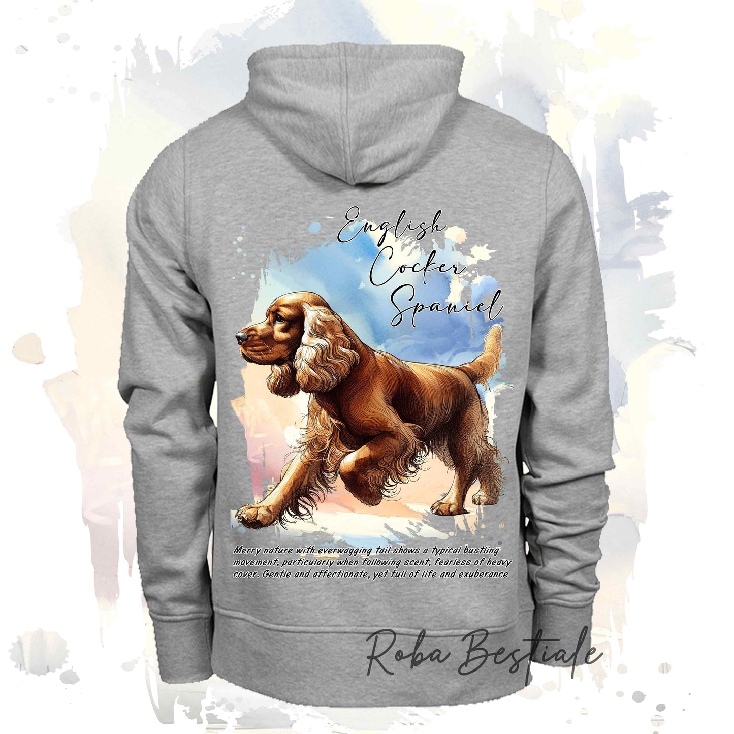 Felpa BEHAVIOR - COCKER SPANIEL INGLESE Dorato - Standard FCI - Unisex - Grigia - dalla XS alla 3XL