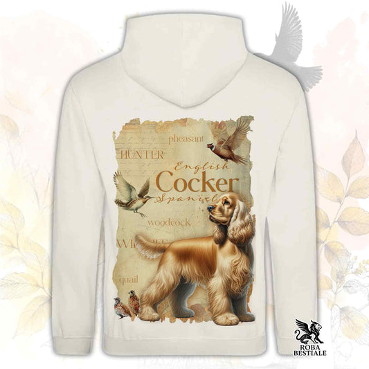 Felpa FIELD LEGACY - COCKER SPANIEL INGLESE Dorato - Con Cappuccio e Tasconi, Unisex - dalla XS alla 3XL