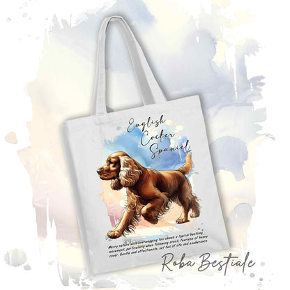 Shopper BEHAVIOR - COCKER SPANIEL INGLESE Dorato - Diversi colori disponibili, 100% Cotone