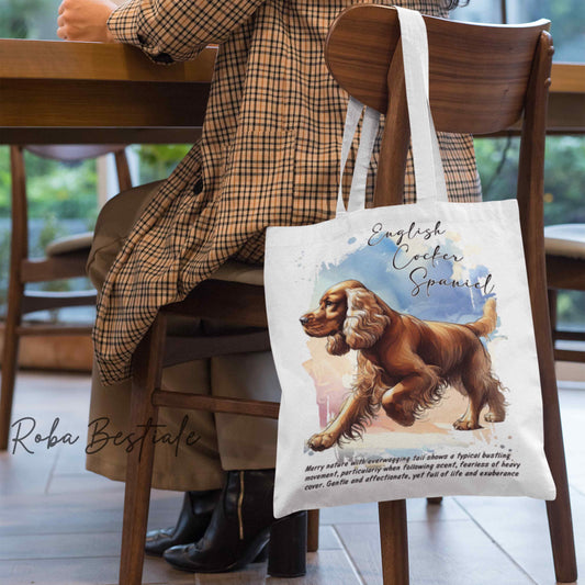 Shopper BEHAVIOR - COCKER SPANIEL INGLESE Dorato - Diversi colori disponibili, 100% Cotone