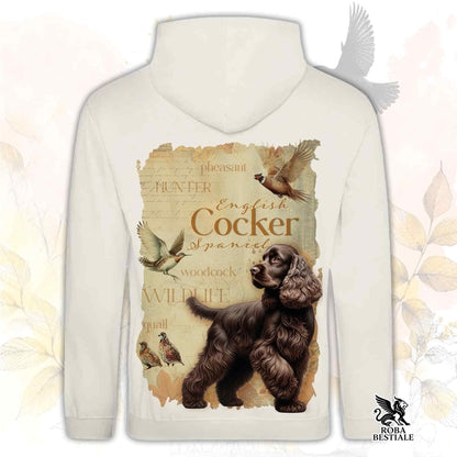 Felpa FIELD LEGACY - COCKER SPANIEL INGLESE Fegato - Con Cappuccio e Tasconi, Unisex - dalla XS alla 3XL