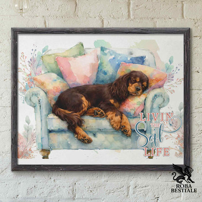Quadretto SOFT LIFE - COCKER SPANIEL INGLESE Fegato Focato - Con cornice in legno, formato A4