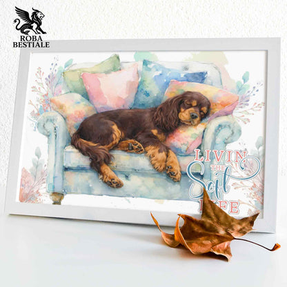Quadretto SOFT LIFE - COCKER SPANIEL INGLESE Fegato Focato - Con cornice in legno, formato A4