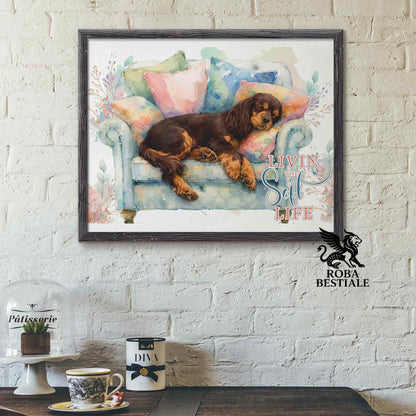 Quadretto SOFT LIFE - COCKER SPANIEL INGLESE Fegato Focato - Con cornice in legno, formato A4