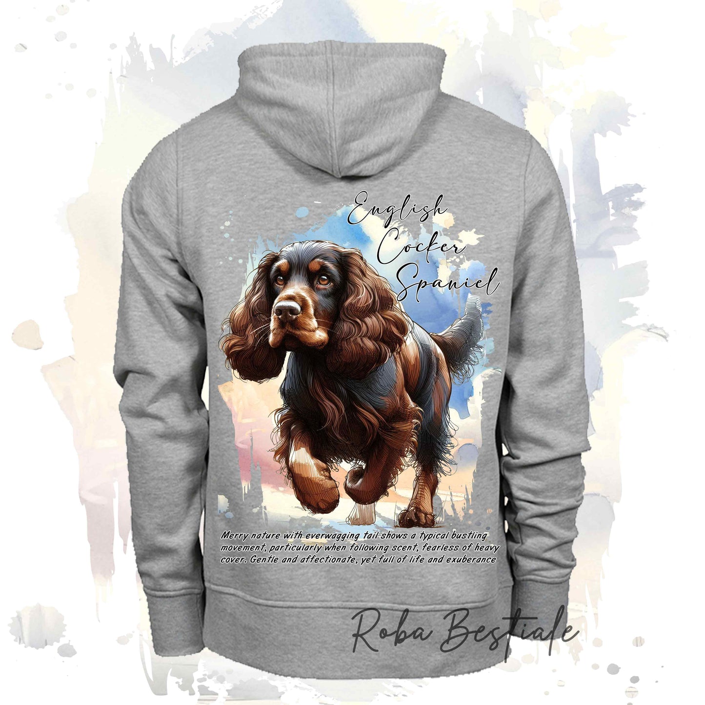 Felpa BEHAVIOR - COCKER SPANIEL INGLESE Fegato Focato - Standard FCI - Unisex - Grigia - dalla XS alla 3XL