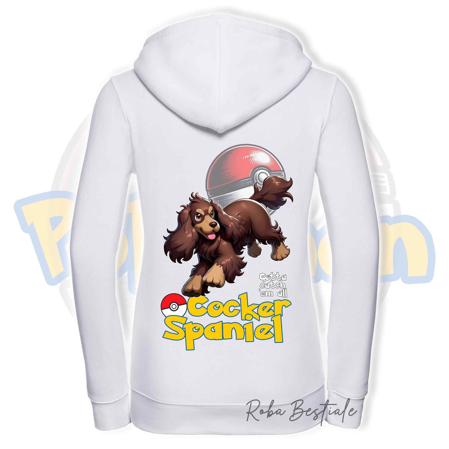 Felpa POKEMON Inspired - COCKER SPANIEL INGLESE Fegato Focato - Con Cappuccio e Full Zip, Uomo o Donna, in tanti colori - dalla XS alla 5XL