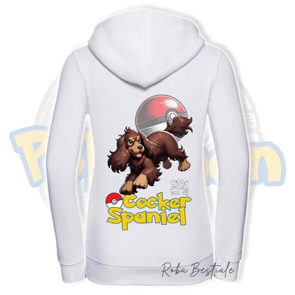 Felpa POKEMON Inspired - COCKER SPANIEL INGLESE Fegato Focato - Con Cappuccio e Full Zip, Uomo o Donna, in tanti colori - dalla XS alla 5XL