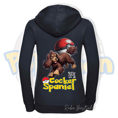 Felpa POKEMON Inspired - COCKER SPANIEL INGLESE Fegato Focato - Con Cappuccio e Full Zip, Uomo o Donna, in tanti colori - dalla XS alla 5XL