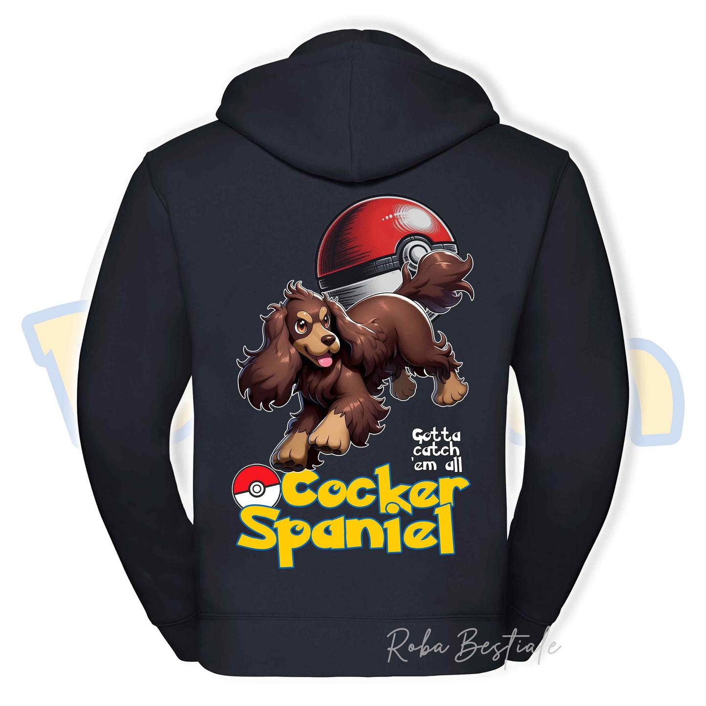 Felpa POKEMON Inspired - COCKER SPANIEL INGLESE Fegato Focato - Con Cappuccio e Full Zip, Uomo o Donna, in tanti colori - dalla XS alla 5XL