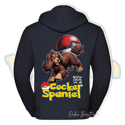 Felpa POKEMON Inspired - COCKER SPANIEL INGLESE Fegato Focato - Con Cappuccio e Full Zip, Uomo o Donna, in tanti colori - dalla XS alla 5XL