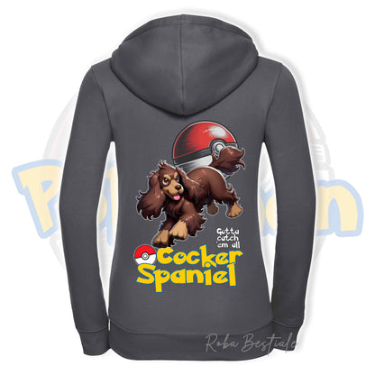 Felpa POKEMON Inspired - COCKER SPANIEL INGLESE Fegato Focato - Con Cappuccio e Full Zip, Uomo o Donna, in tanti colori - dalla XS alla 5XL