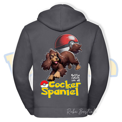 Felpa POKEMON Inspired - COCKER SPANIEL INGLESE Fegato Focato - Con Cappuccio e Full Zip, Uomo o Donna, in tanti colori - dalla XS alla 5XL