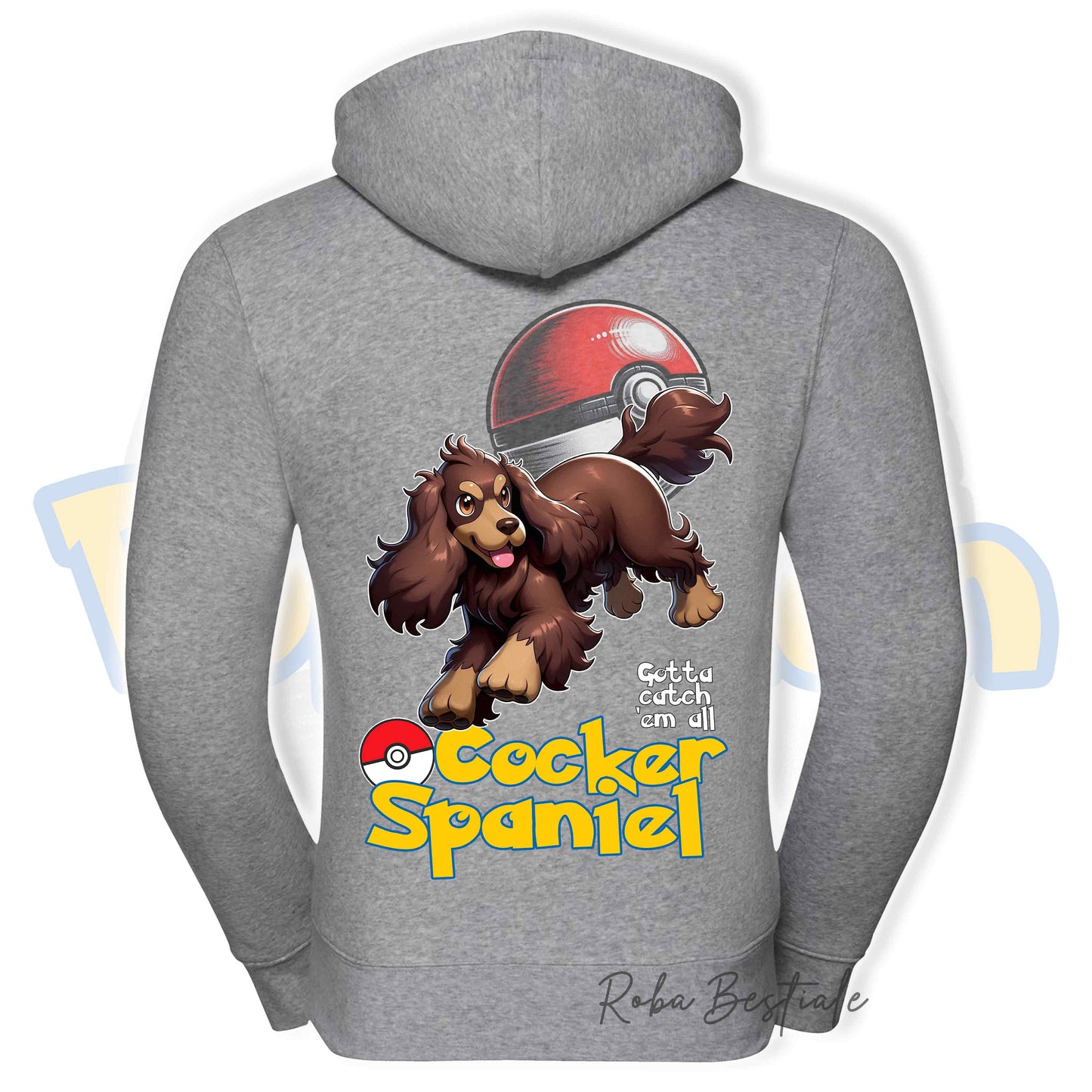 Felpa POKEMON Inspired - COCKER SPANIEL INGLESE Fegato Focato - Con Cappuccio e Full Zip, Uomo o Donna, in tanti colori - dalla XS alla 5XL