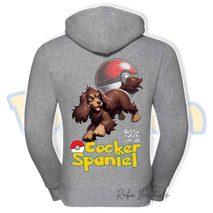 Felpa POKEMON Inspired - COCKER SPANIEL INGLESE Fegato Focato - Con Cappuccio e Full Zip, Uomo o Donna, in tanti colori - dalla XS alla 5XL