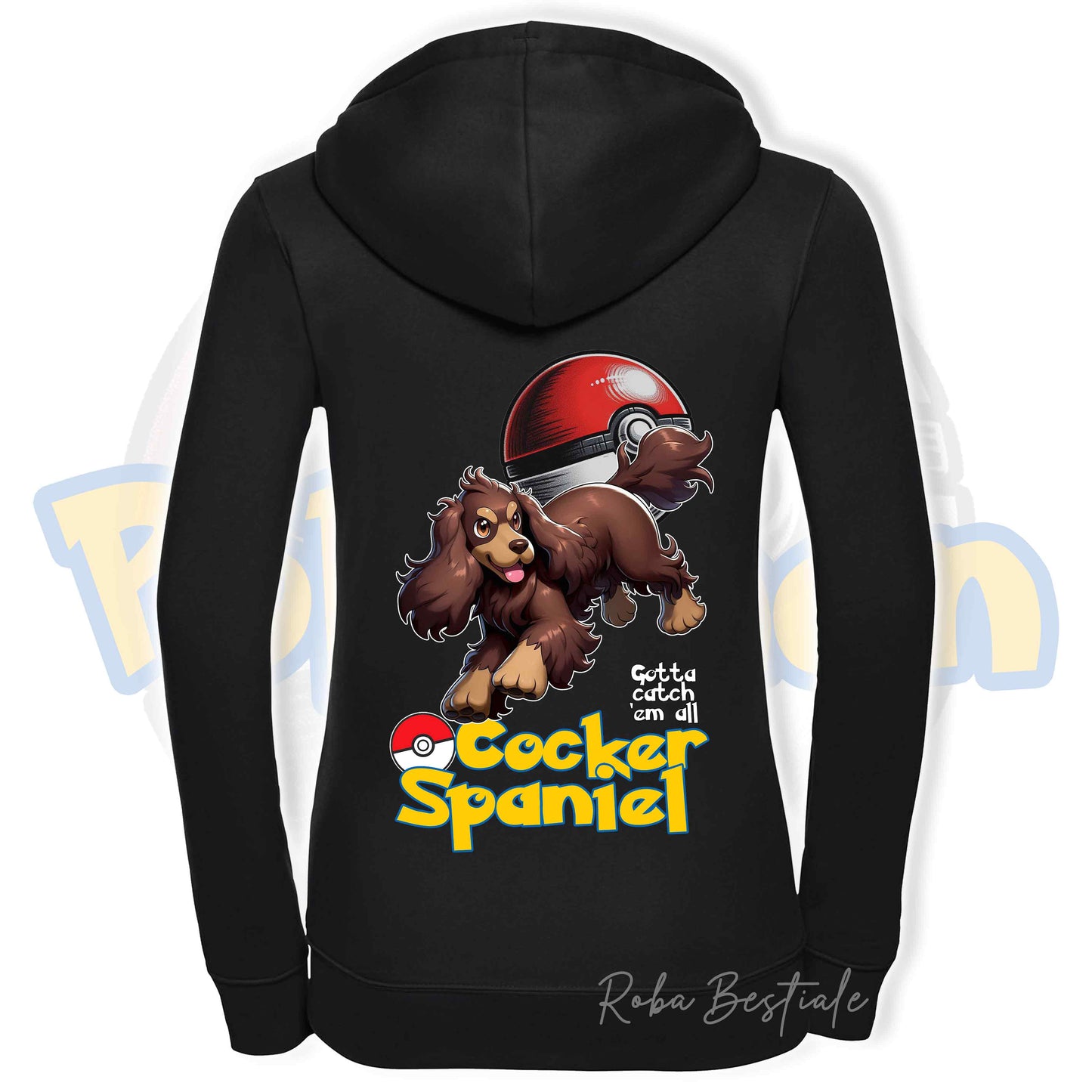 Felpa POKEMON Inspired - COCKER SPANIEL INGLESE Fegato Focato - Con Cappuccio e Full Zip, Uomo o Donna, in tanti colori - dalla XS alla 5XL