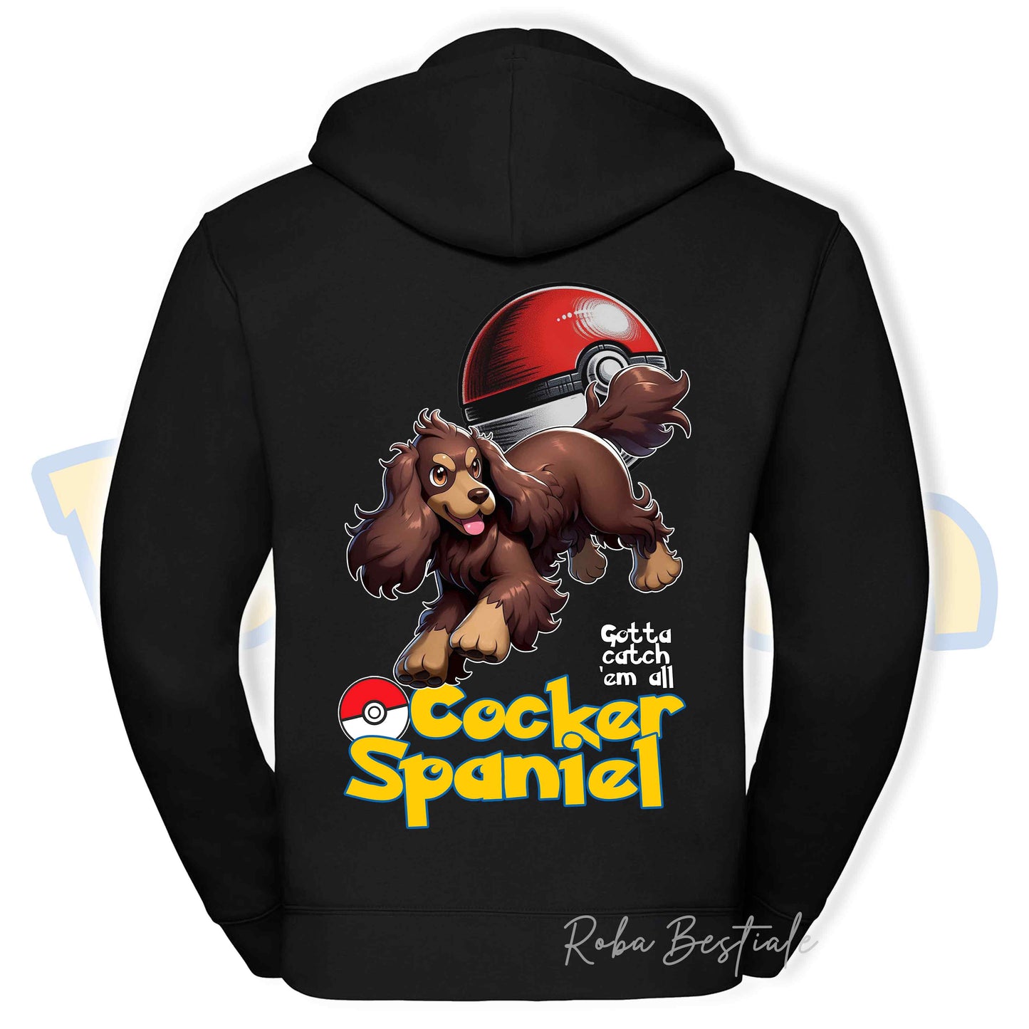 Felpa POKEMON Inspired - COCKER SPANIEL INGLESE Fegato Focato - Con Cappuccio e Full Zip, Uomo o Donna, in tanti colori - dalla XS alla 5XL