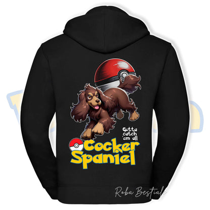 Felpa POKEMON Inspired - COCKER SPANIEL INGLESE Fegato Focato - Con Cappuccio e Full Zip, Uomo o Donna, in tanti colori - dalla XS alla 5XL