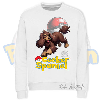 Felpa POKEMON Inspired - COCKER SPANIEL INGLESE Fegato Focato - Girocollo, Unisex, in tanti colori! - dalla XS alla 3XL