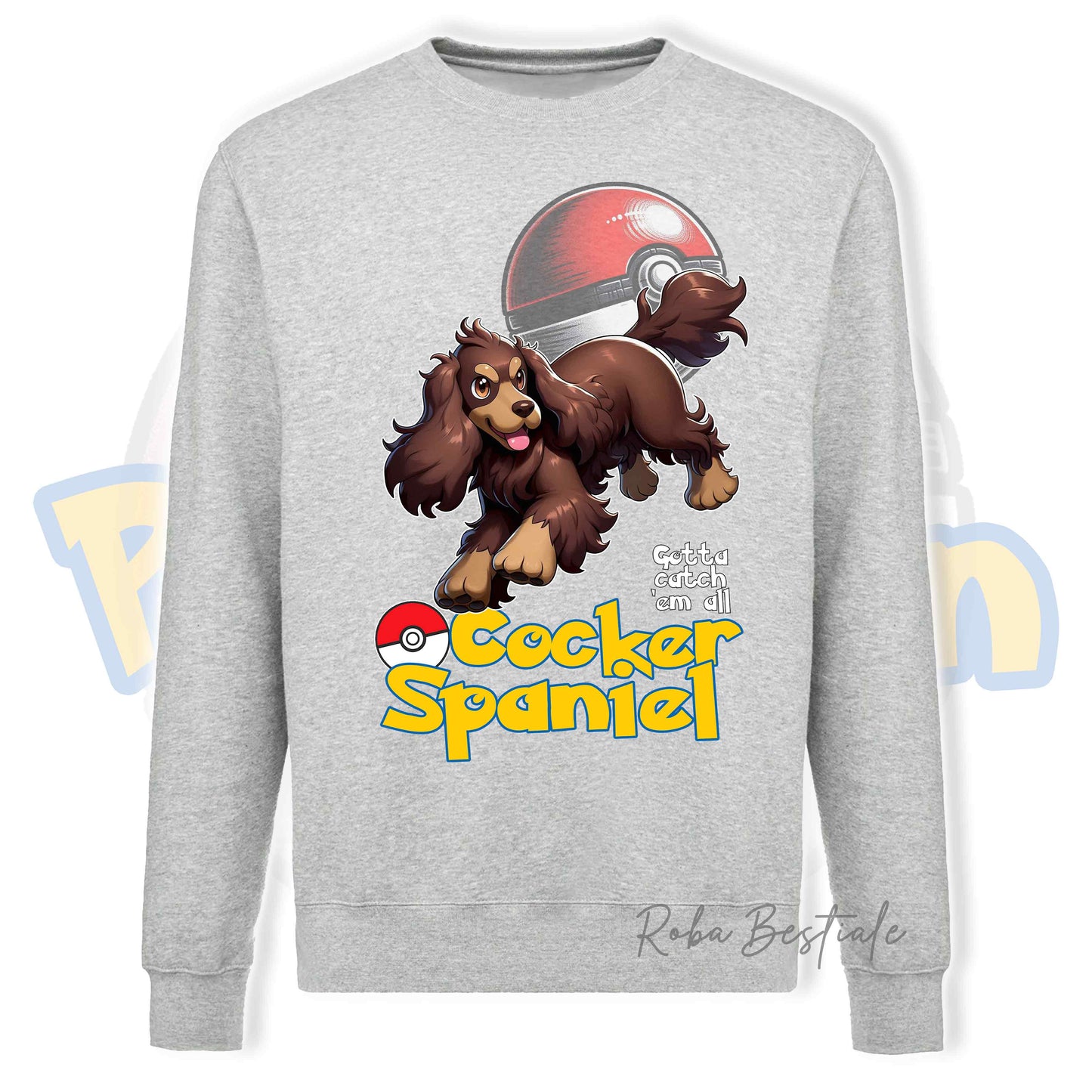 Felpa POKEMON Inspired - COCKER SPANIEL INGLESE Fegato Focato - Girocollo, Unisex, in tanti colori! - dalla XS alla 3XL