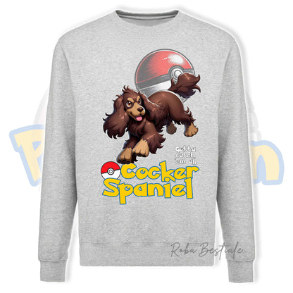 Felpa POKEMON Inspired - COCKER SPANIEL INGLESE Fegato Focato - Girocollo, Unisex, in tanti colori! - dalla XS alla 3XL