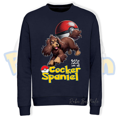Felpa POKEMON Inspired - COCKER SPANIEL INGLESE Fegato Focato - Girocollo, Unisex, in tanti colori! - dalla XS alla 3XL