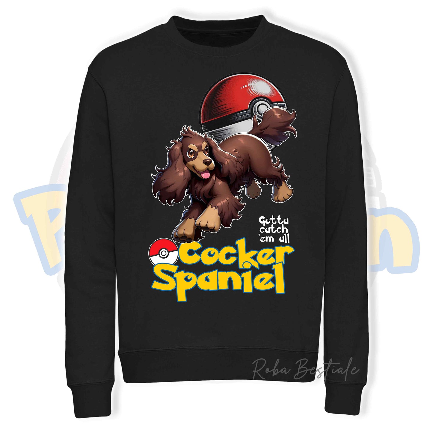 Felpa POKEMON Inspired - COCKER SPANIEL INGLESE Fegato Focato - Girocollo, Unisex, in tanti colori! - dalla XS alla 3XL