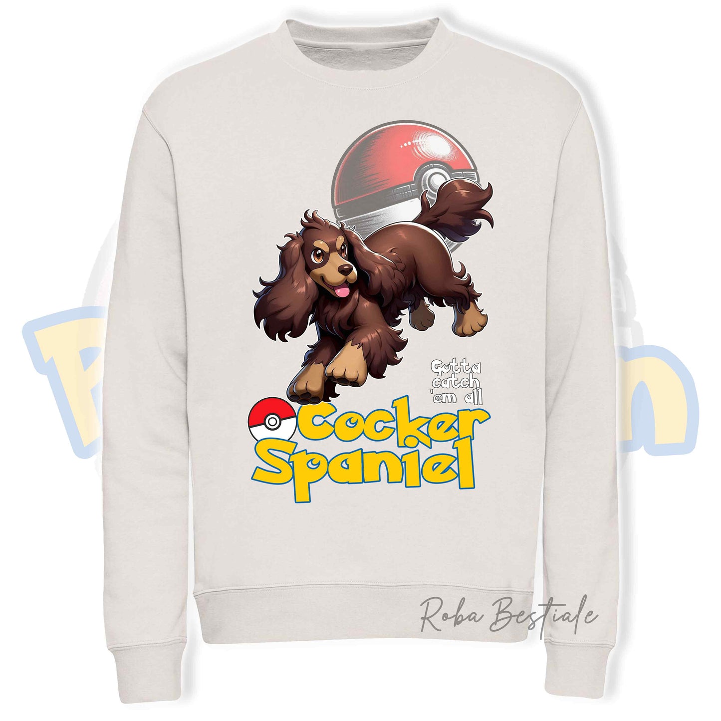 Felpa POKEMON Inspired - COCKER SPANIEL INGLESE Fegato Focato - Girocollo, Unisex, in tanti colori! - dalla XS alla 3XL