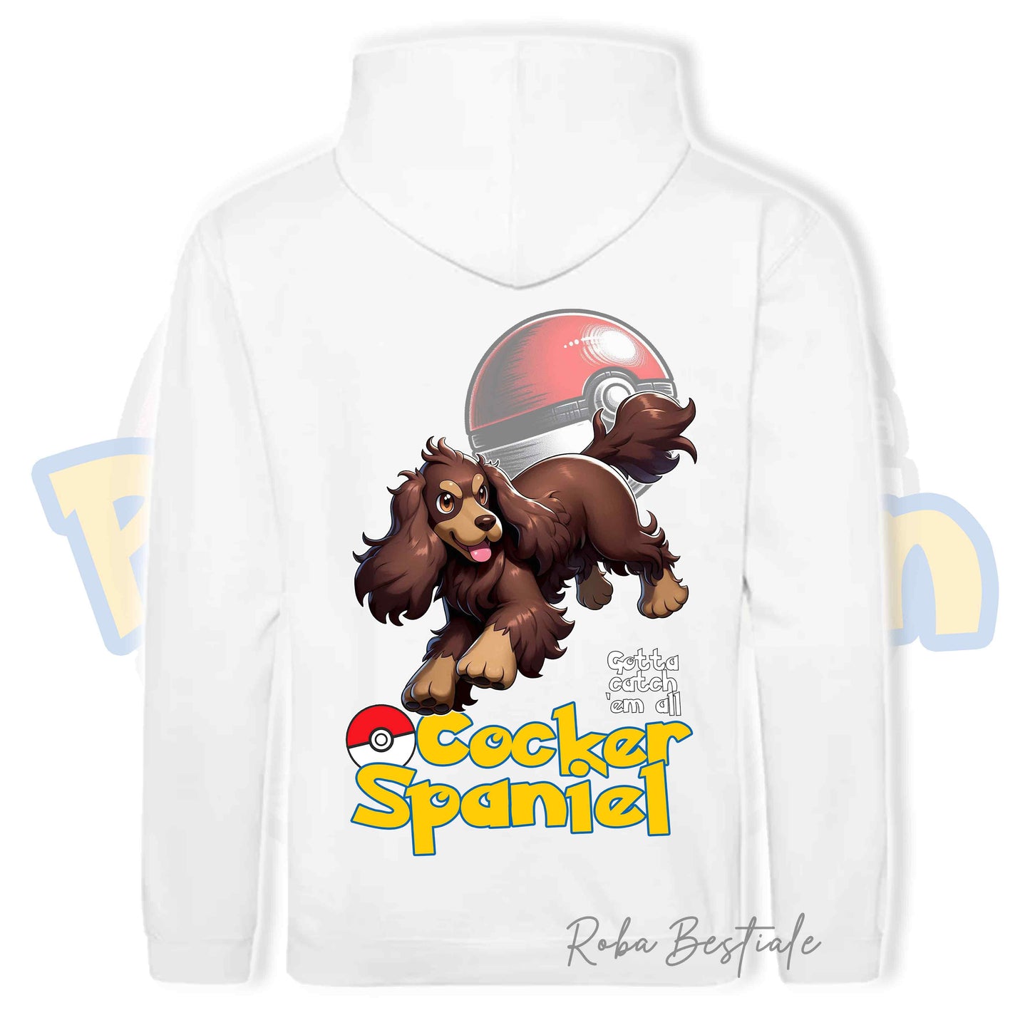 Felpa POKEMON Inspired - COCKER SPANIEL INGLESE Fegato Focato - Con Cappuccio e Tasconi, Unisex, in tanti colori - dalla XS alla 5XL