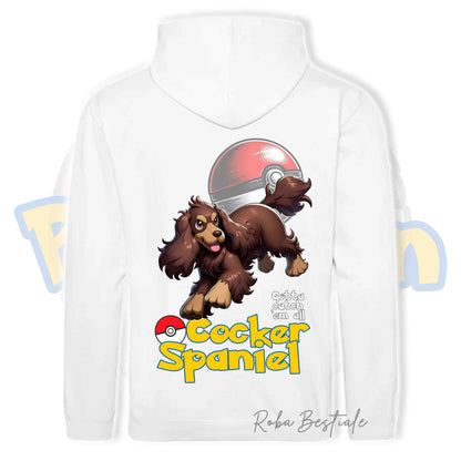 Felpa POKEMON Inspired - COCKER SPANIEL INGLESE Fegato Focato - Con Cappuccio e Tasconi, Unisex, in tanti colori - dalla XS alla 5XL